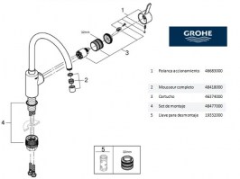 RECAMBIOS GROHE 32843002 MONOMANDO FREGADERO